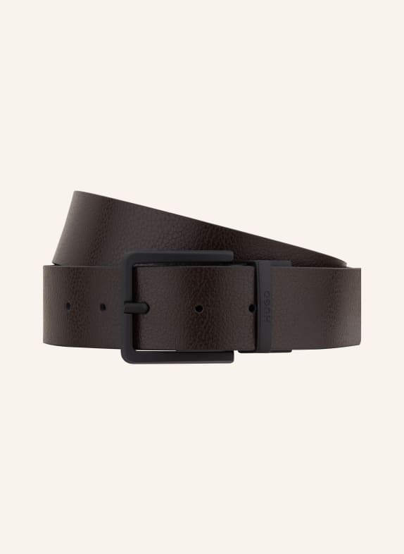HUGO Leather belt GIONIO reversible BLACK