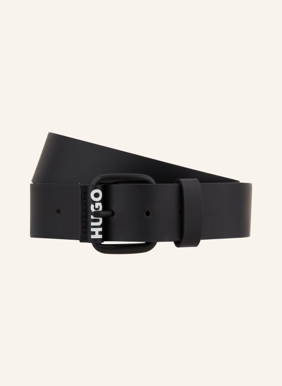 HUGO Leather belt GROSVIN BLACK