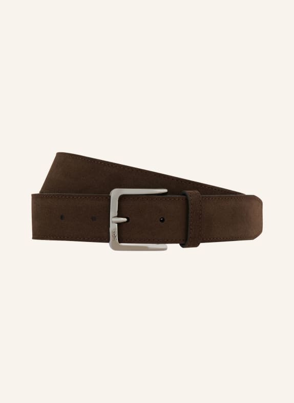 BOSS Leather belt RONNIE DARK BROWN