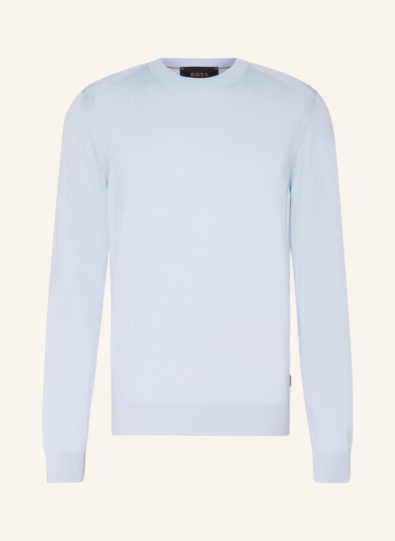 BOSS Sweater OVERO with silk and cashmere LIGHT BLUE