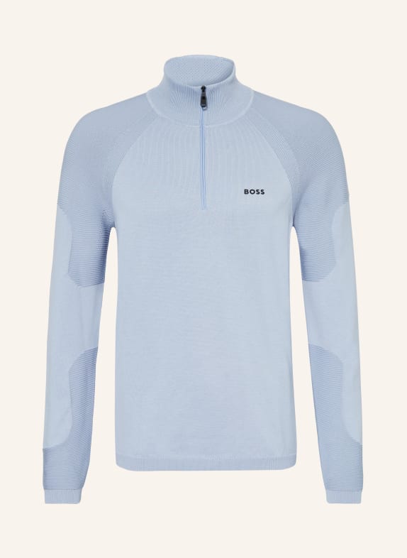 BOSS Half-zip sweater PERFORM-X LIGHT BLUE