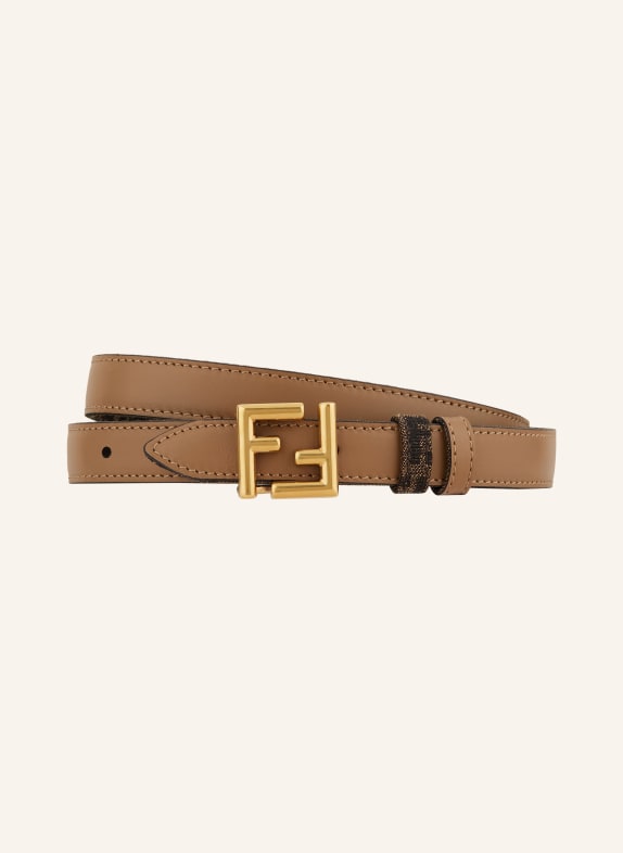 FENDI Reversible leather belt CAMEL/ DARK BROWN