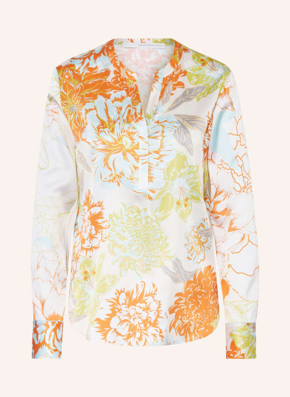 HERZEN'S ANGELEGENHEIT Shirt blouse in silk CREAM/ TURQUOISE/ ORANGE