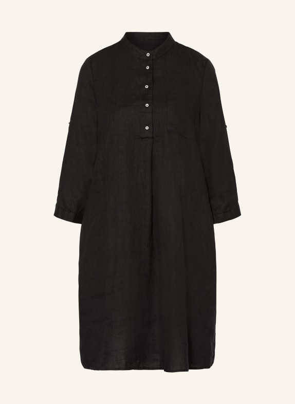 TONNO & PANNA Linen dress with 3/4 sleeves BLACK