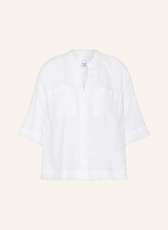 TONNO & PANNA Linen blouse with 3/4 sleeves WHITE