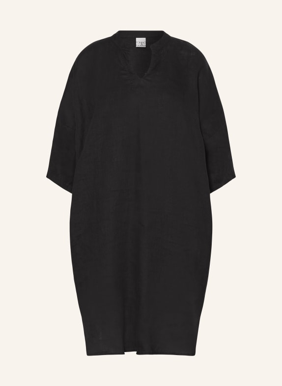 TONNO & PANNA Linen dress with 3/4 sleeves BLACK