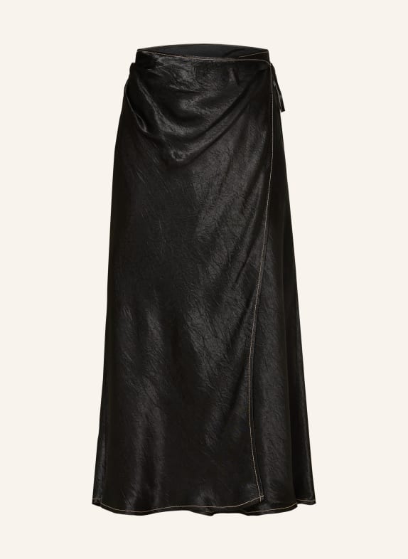 Acne Studios Zavinovací sukně ze saténu ČERNÁ