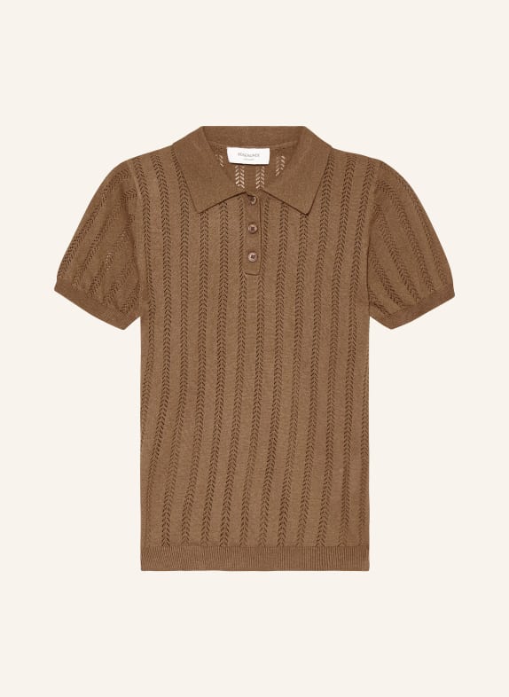 rosemunde Knitted polo shirt with silk LIGHT BROWN