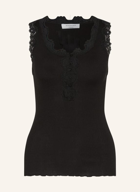 rosemunde Silk top with lace BLACK