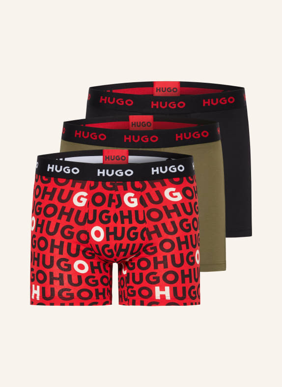 HUGO 3-pack boxer shorts BLACK/ RED/ GREEN