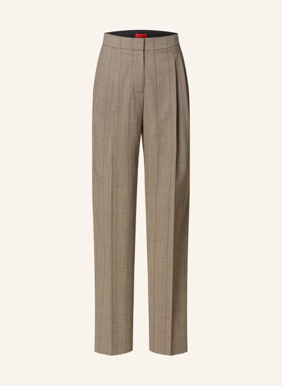 HUGO Wide leg trousers HELEPHER BROWN/ TAUPE/ LIGHT PURPLE