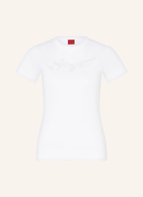 HUGO T-shirt DELORIS with decorative gems WHITE