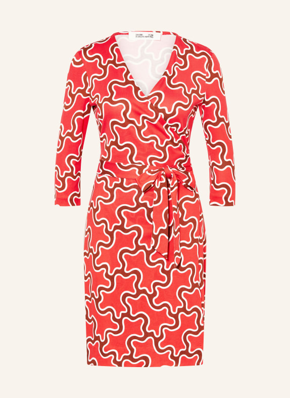 DIANE VON FURSTENBERG Wrap dress NEW JULIAN made of silk with 3/4 sleeves RED/ BROWN