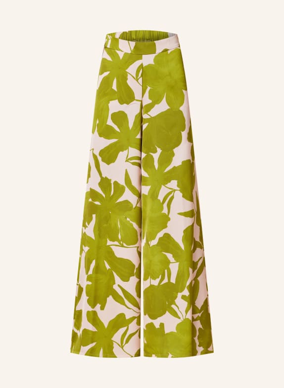 V by Vera Mont Wide leg trousers in satin ROSE/ GREEN