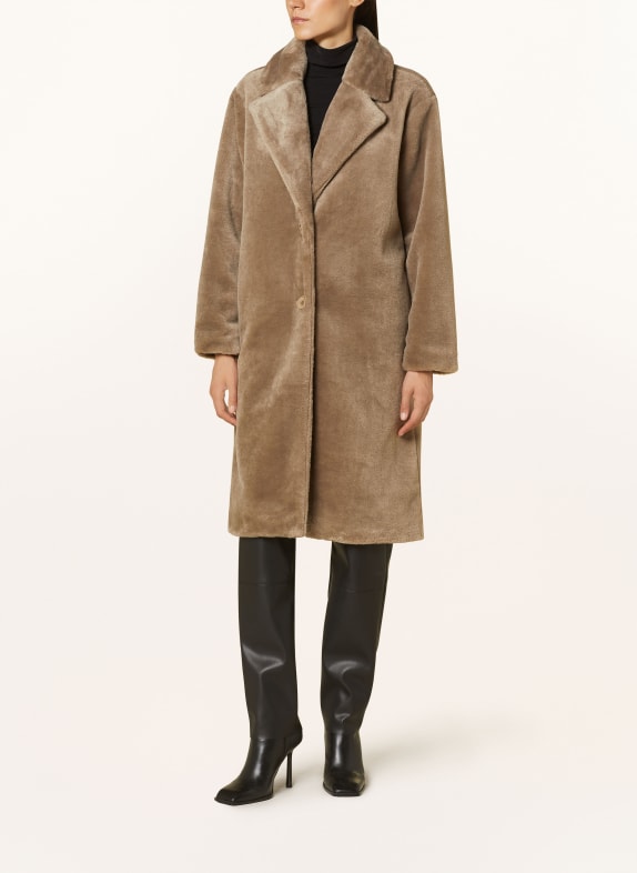 darling harbour Kunstfell-Mantel TAUPE