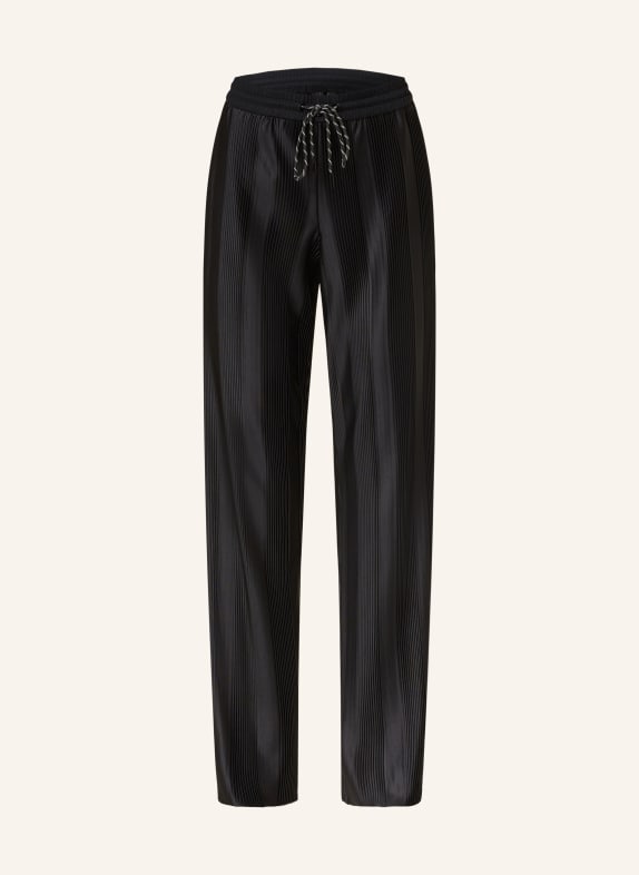 MARC CAIN Satin trousers with pleats 900 BLACK
