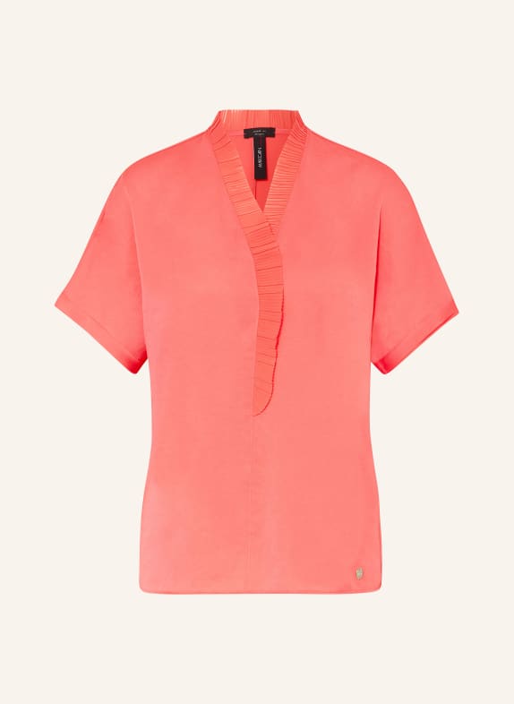 MARC CAIN Shirt blouse with pleats 240 neon soft coral