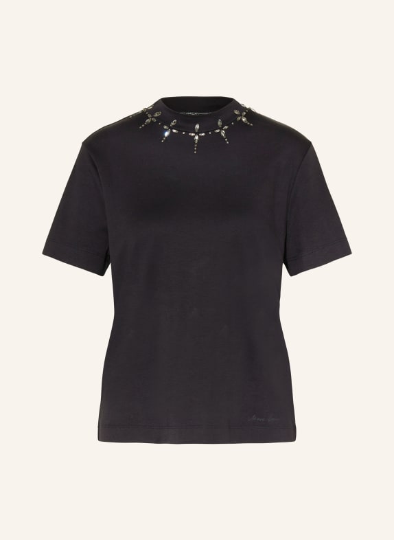 MARC CAIN T-shirt with decorative gems BLACK