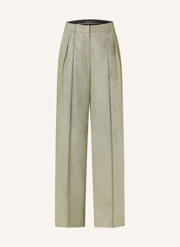 MARC CAIN Wide leg trousers with glitter thread LIGHT GREEN