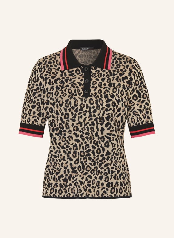 MARC CAIN Knitted polo shirt 117 soft moon rock