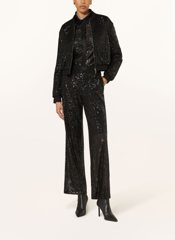 MARC CAIN Bomber jacket with sequins 900 BLACK