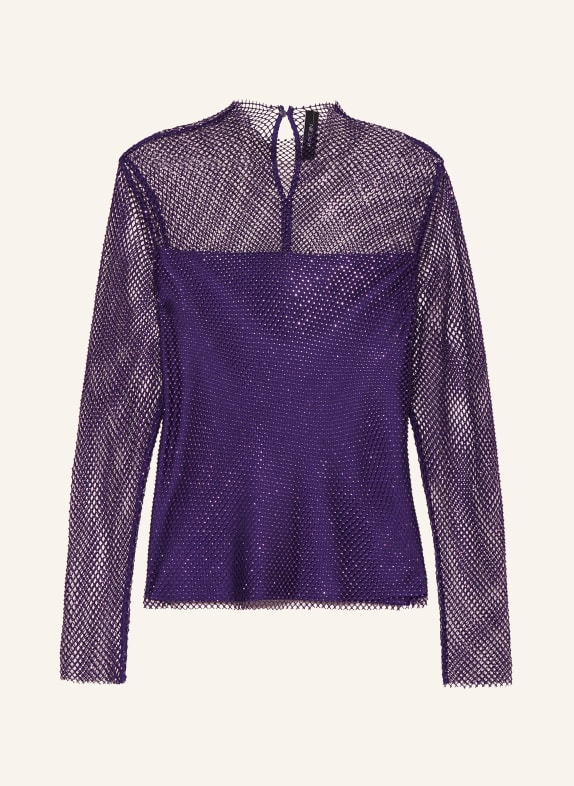 MARC CAIN Long sleeve shirt with decorative gems 748 deep purple