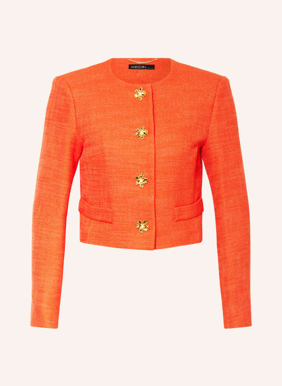 MARC CAIN Boxy jacket made of tweed with glitter thread 223 bright tomato