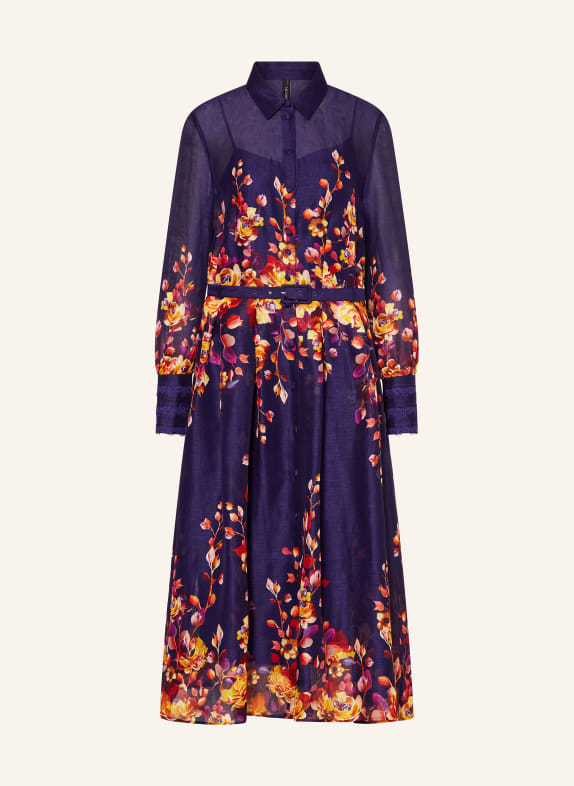 MARC CAIN Shirt dress with linen and silk 748 deep purple