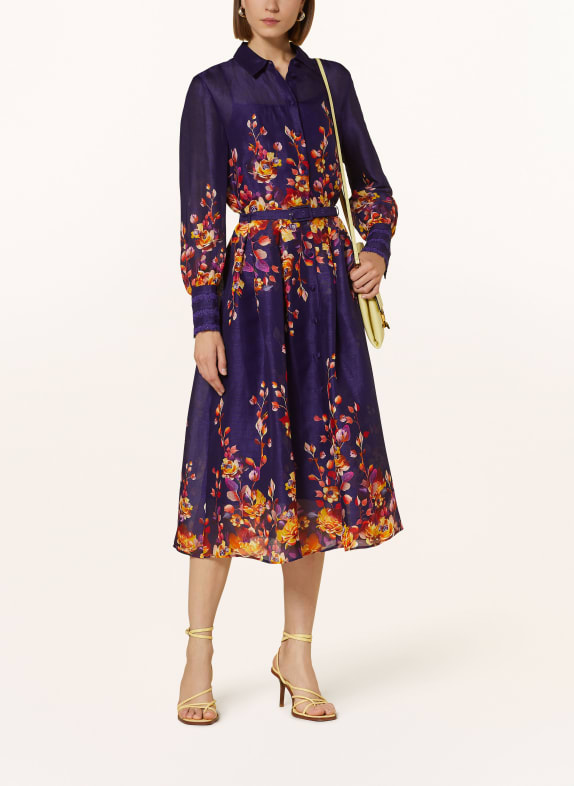 MARC CAIN Shirt dress with linen and silk 748 deep purple