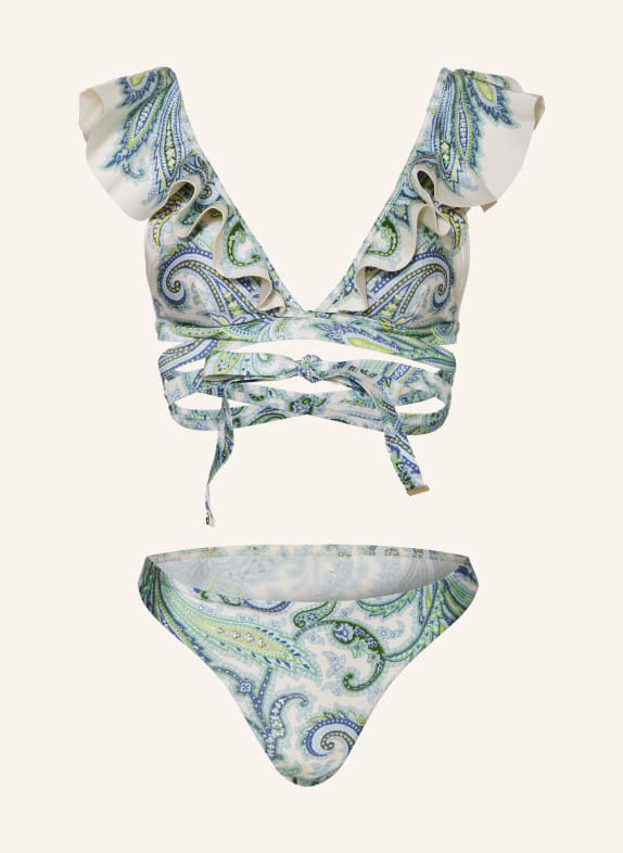 ZIMMERMANN Bralette bikini OTTIE WHITE/ LIGHT BLUE/ GREEN