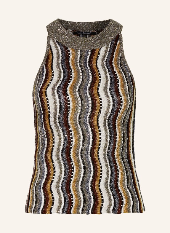 LUISA CERANO Knit top with glitter thread and sequins GRAY/ BROWN/ GOLD