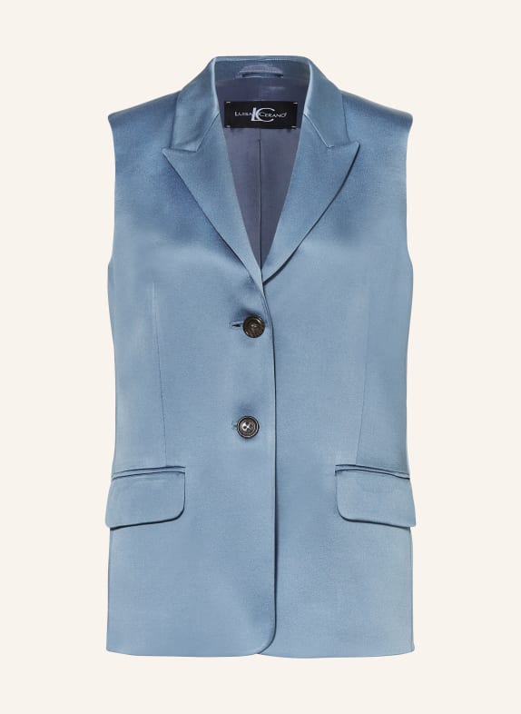 LUISA CERANO Blazer vest made of satin BLUE GRAY