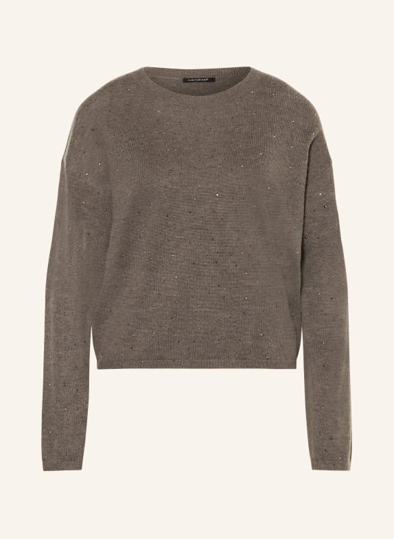 LUISA CERANO Sweater with decorative gems GRAY