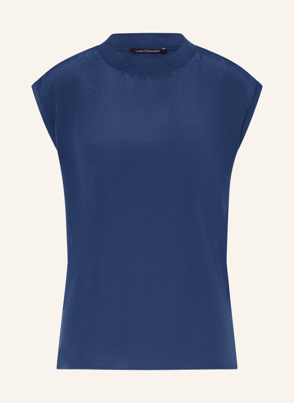 LUISA CERANO Shirt blouse in mixed materials BLUE
