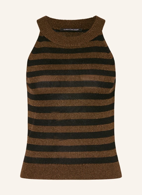 LUISA CERANO Knit top with glitter thread BLACK/ BROWN