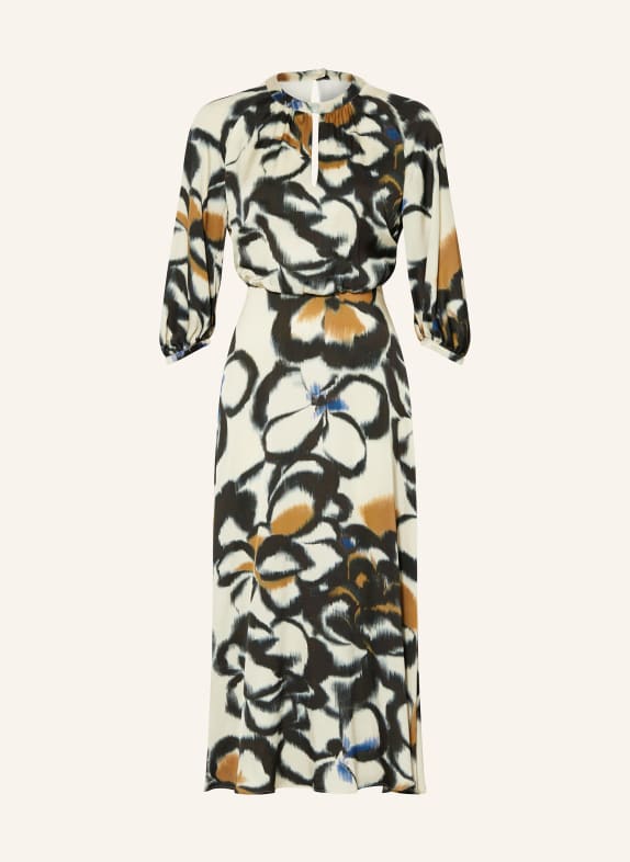 LUISA CERANO Satin dress with 3/4 sleeves CREAM/ BLACK/ BEIGE