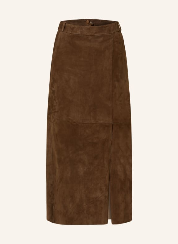 LUISA CERANO Leather skirt BROWN