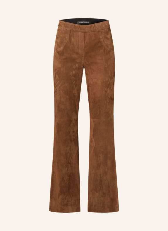 LUISA CERANO Leather trousers EASY KICK BROWN