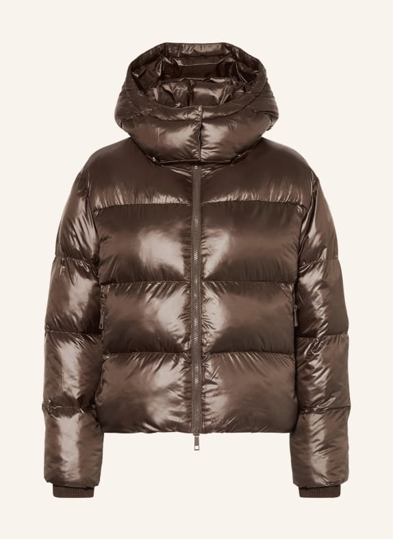 darling harbour Cropped quilted jacket with DUPONT™ SORONA® insulation and detachable hood DARK BROWN