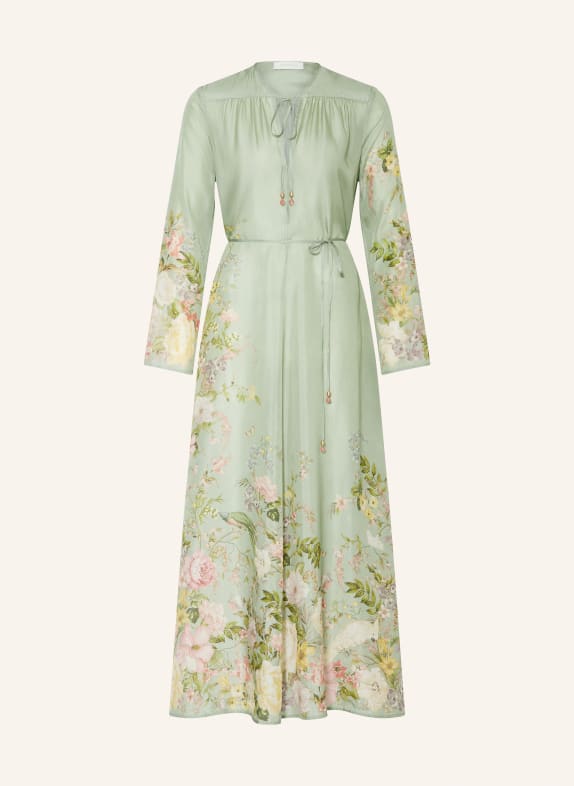ZIMMERMANN Silk dress WAVERLY LIGHT GREEN/ PINK