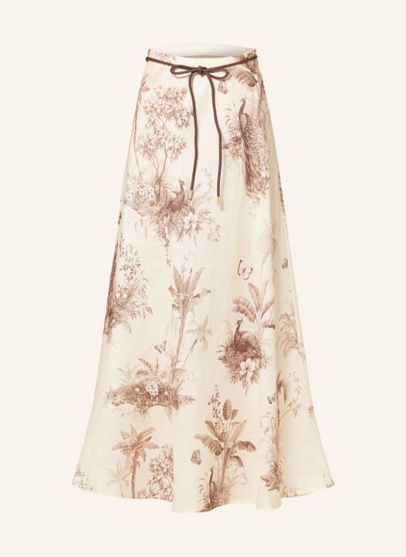 ZIMMERMANN Linen skirt WAVERLY LIGHT ORANGE/ BROWN