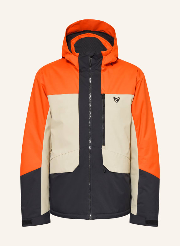 Ziener Skijacke PUKUR ORANGE/ BEIGE/ SCHWARZ