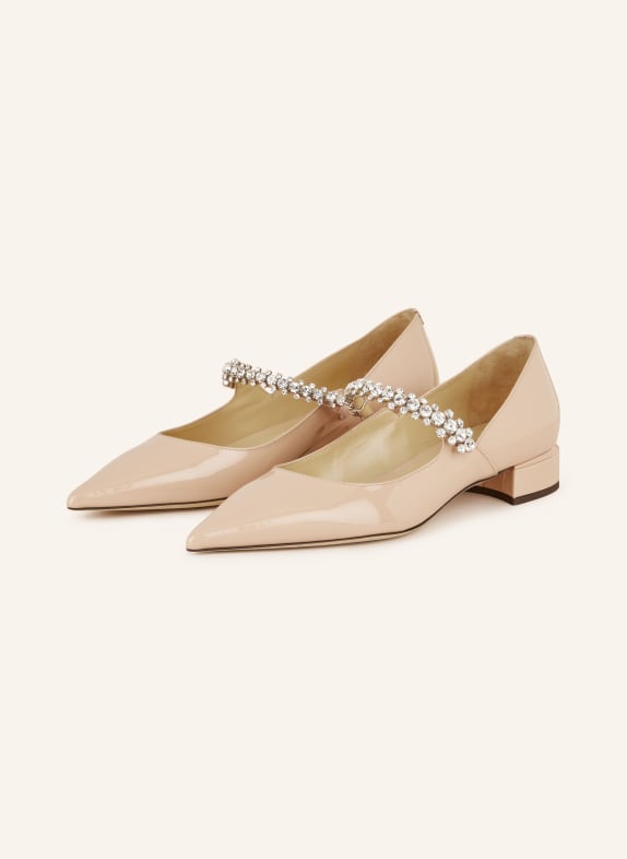 JIMMY CHOO Ballet flats with decorative gems NUDE