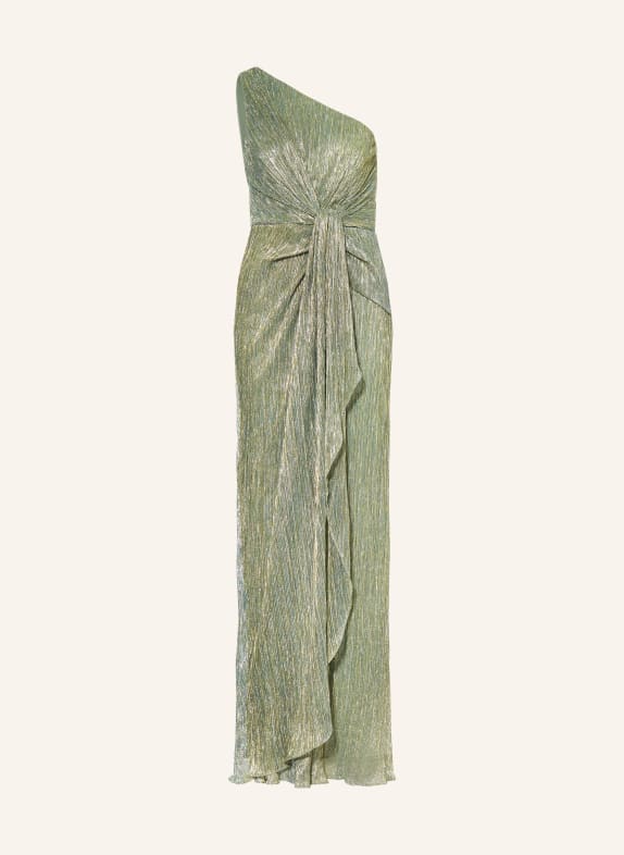 ADRIANNA PAPELL One-shoulder dress with glitter thread LIGHT GREEN/ GOLD