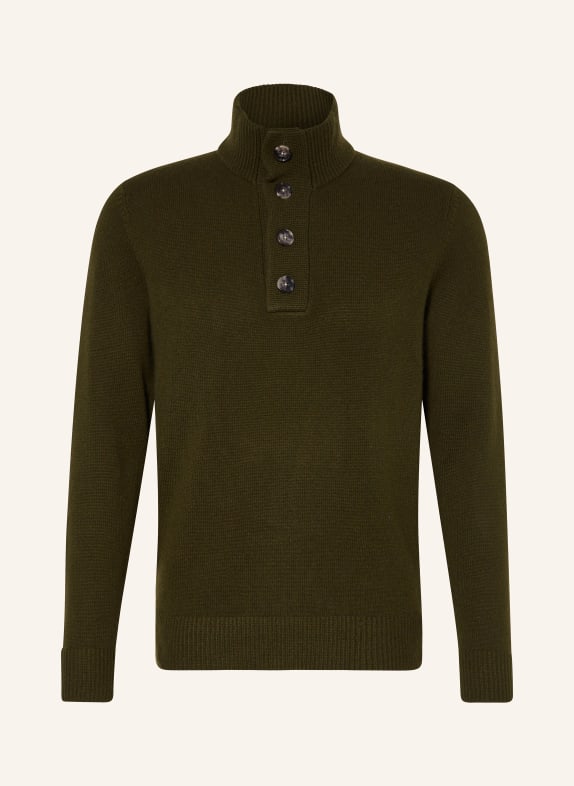 STROKESMAN'S Cashmere half-zip sweater FCD 37548  dark olive