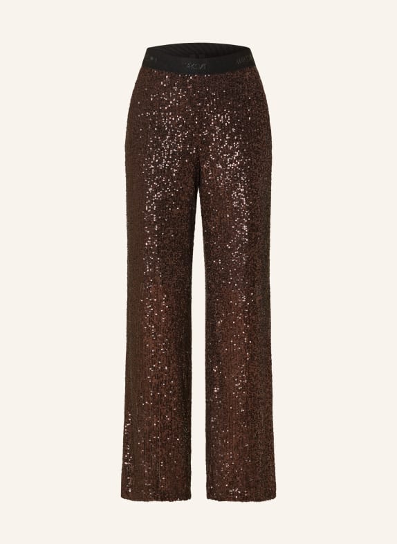 MARC CAIN Trousers WASHINGTON with sequins 640 cocoa new