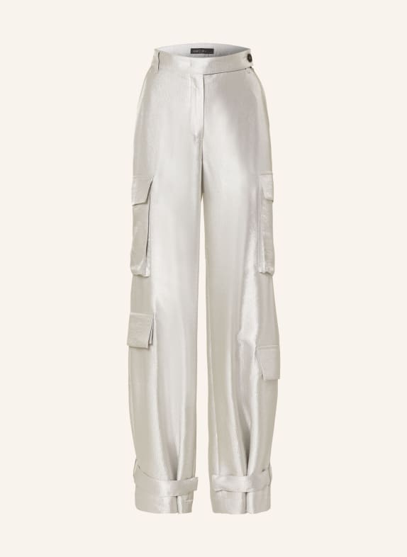 MARC CAIN Cargo pants WEIDA in satin 800 silver