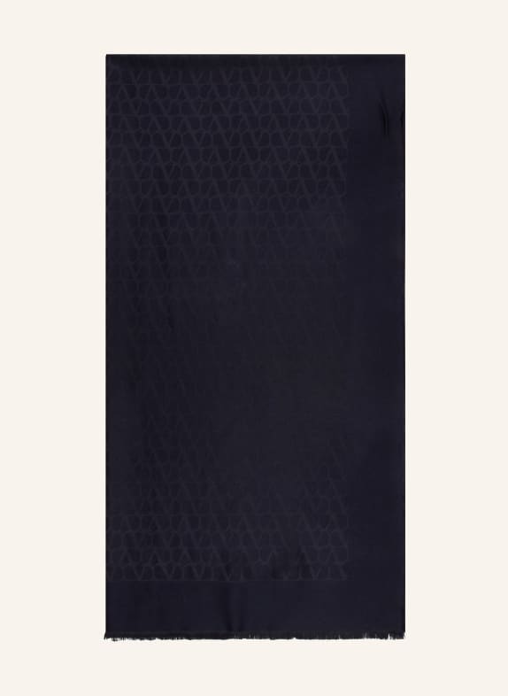 VALENTINO GARAVANI Jacquard scarf TOILE ICONOGRAPHE with silk DARK BLUE