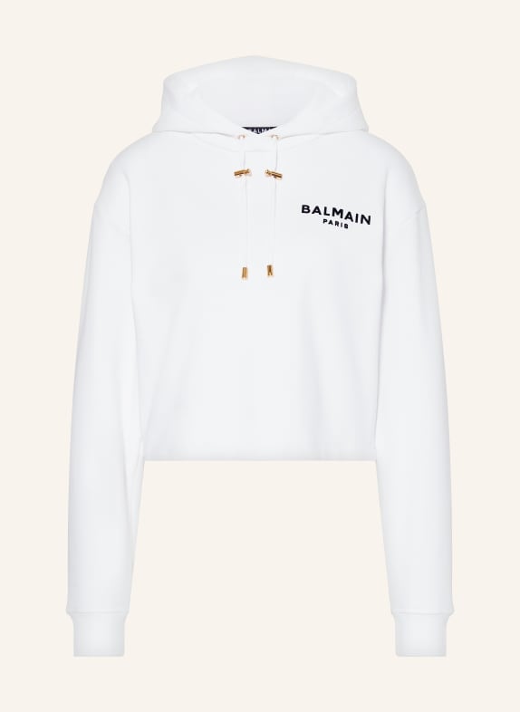 BALMAIN Cropped hoodie GAB Blanc/Noir
