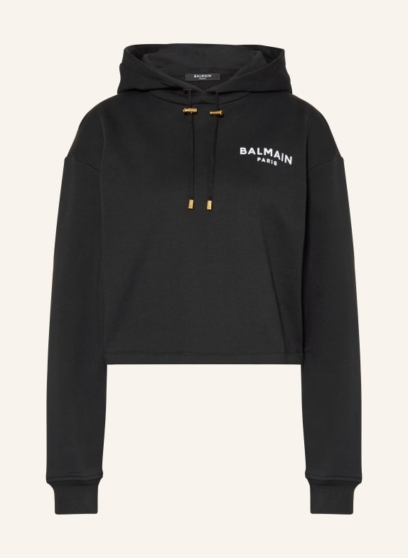 BALMAIN Cropped hoodie BLACK
